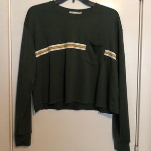 Green Striped Crop Sweatshirt